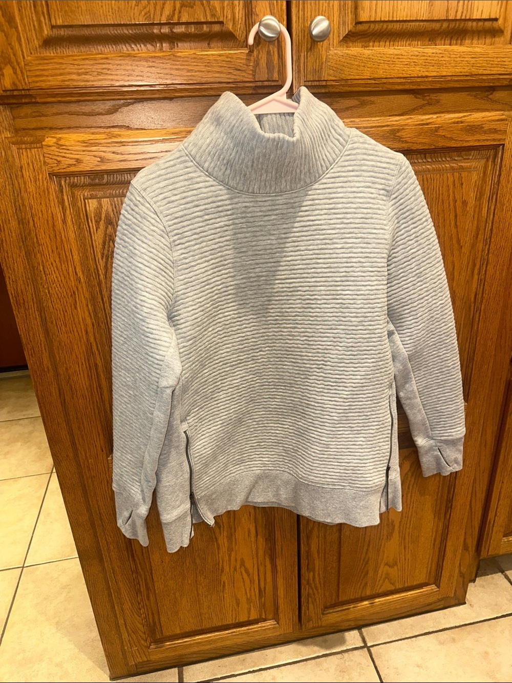 all in motion Light Gray Ribbed Mock Neck Pullover